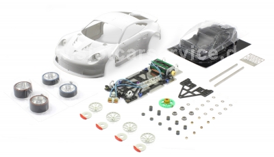 Scaleauto Bausatz P991 RSR, RC2 Competition White Kit inkl.GT3-Rennchassis, Moosgummi-Rennslicks, Kugellager ... (1)